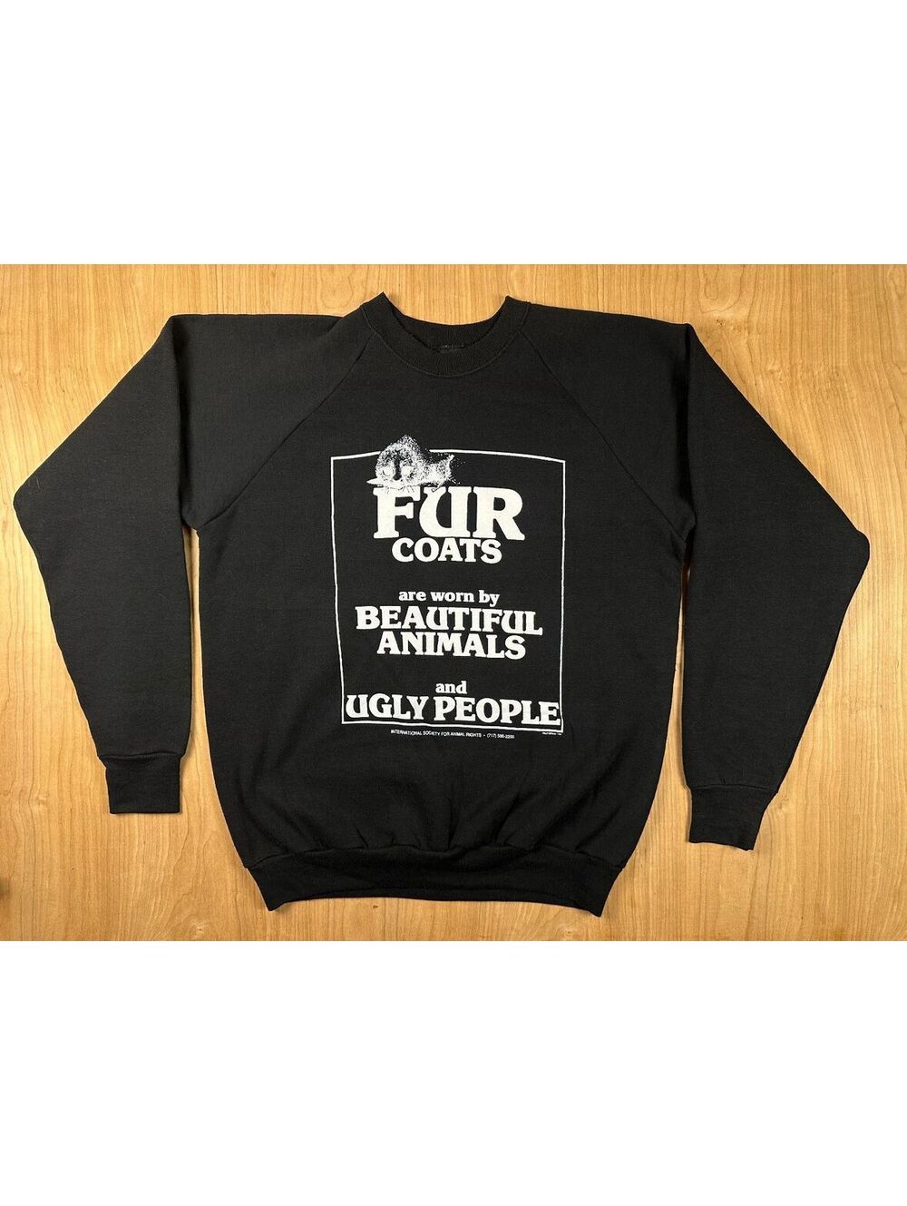 Vintage 80s Animal Rights Sweatshirt xlarge international society funny humane